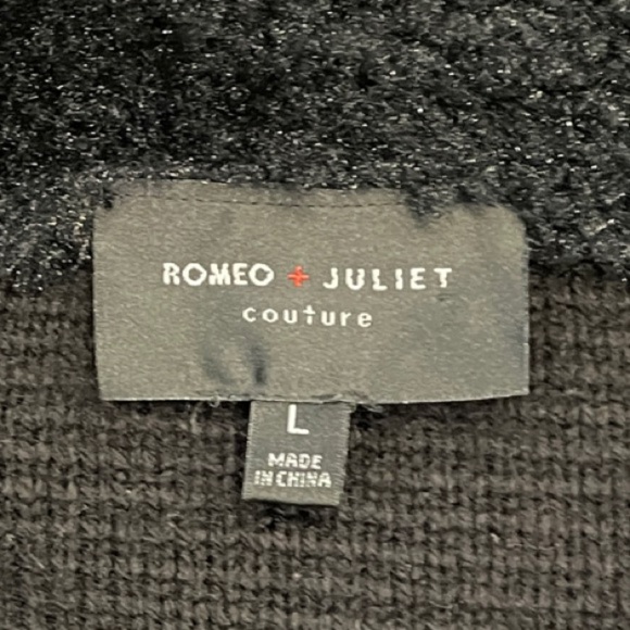 Romeo & Juliet Couture Large Faux Fur & Suede Black Cardigan - Picture 7 of 10